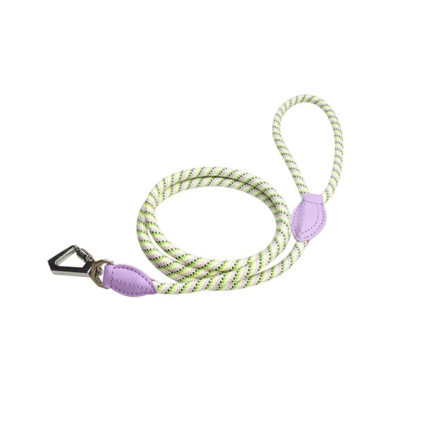 Pet Collar Traction Rope Leash Pu Leather Polyester Round Rope Spliced Dog Chain Collar Lead - Image 6