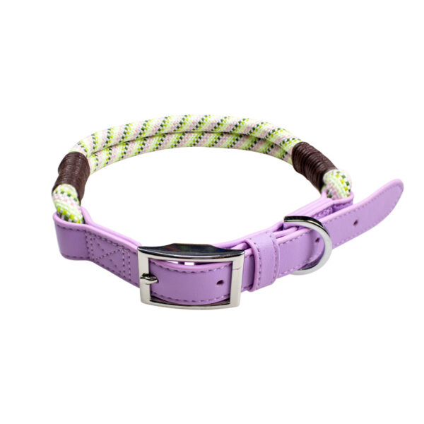 Pet Collar Traction Rope Leash Pu Leather Polyester Round Rope Spliced Dog Chain Collar Lead - Image 4